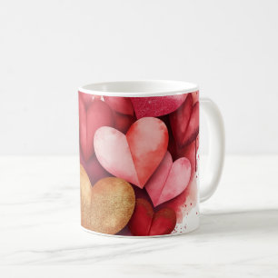 Taza De Café Corazón de San Valentín acuarela
