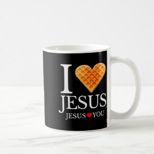 Taza De Café Corazón de Waffle Me Encanta Jesús Divertido Desay