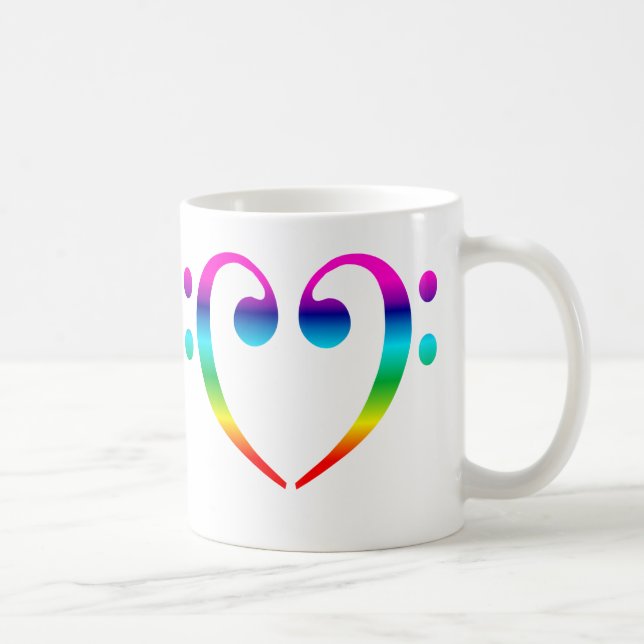 Taza De Café Corazón del Clef bajo del arco iris (Derecha)