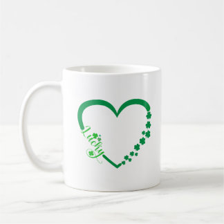 Taza De Café Corazón del Día de San Patricio - Lucky Irish Clov