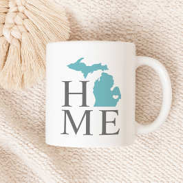 Taza De Café Corazón del estado de Michigan en azul acuario de 