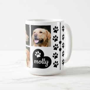 Taza De Café Corazón del negro del nombre del perro del collage