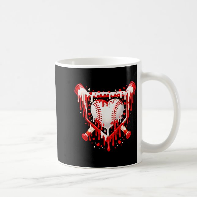 Taza De Café Corazón Divertido Besibol Goteo Helado Día de San  (Derecha)