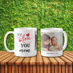 Taza De Café Corazón doble, te queremos, mamá.