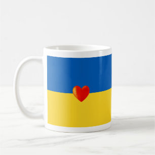 Taza De Café Corazón en colores de la bandera de Ucrania