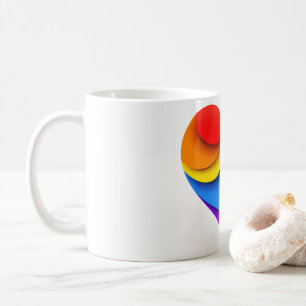 Taza De Café Corazón en forma de SlipperyJoe de arcoíris en cap