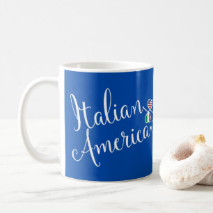 Taza De Café Corazón entrelazado italiano-estadounidense