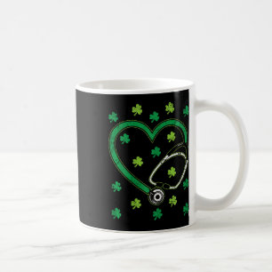 Taza De Café Corazón Estetoscopio Día de San Patricio Enfermera
