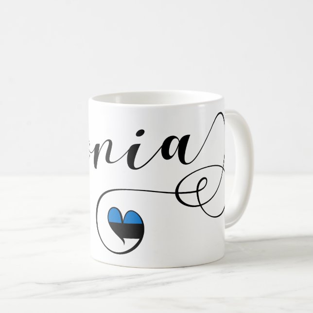 Taza De Café Corazón Estonia Mug, Finn, Estonio (Anverso derecho)
