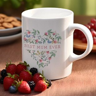 Taza De Café Corazón Floral Acuarela Mejor Mamá del Mundo