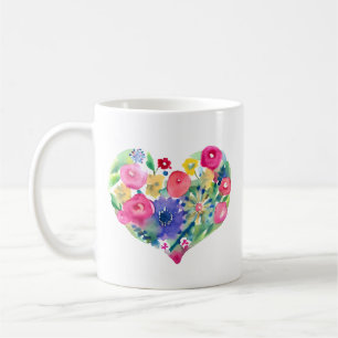 Taza De Café Corazón floral con cita de esposa