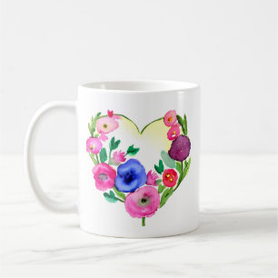 Taza De Café Corazón floral con cita de hija