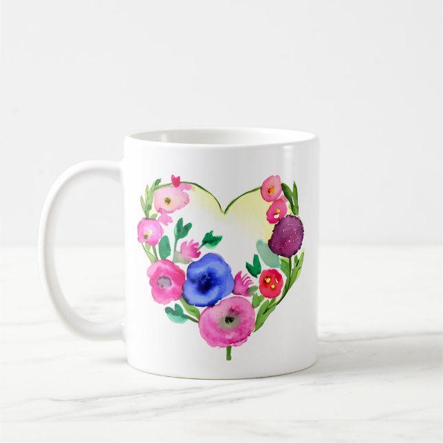 Taza De Café Corazón floral con cita de hija (Izquierda)