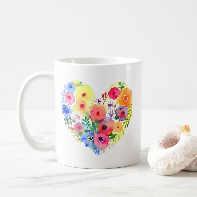 Taza De Café Corazón floral con la cita de mamá (Con donut)