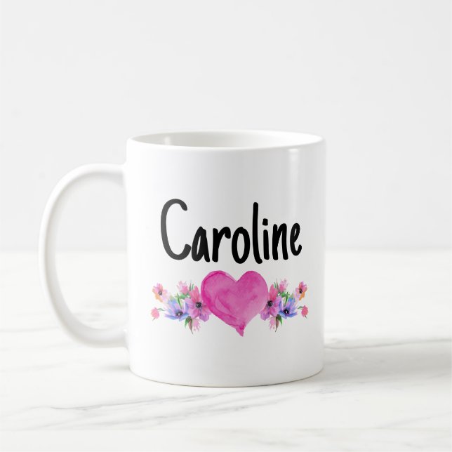 Taza De Café Corazón floral de Galentine en San Valentín (Izquierda)
