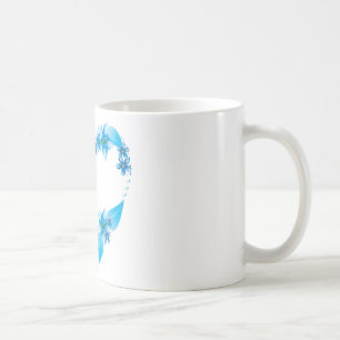 Taza De Café Corazón floral de mariposa azul