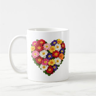 Taza De Café Corazón Floral de Primula Flor de Nacimiento de Fe