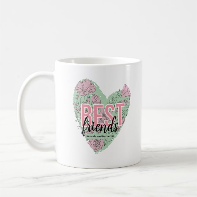 Taza De Café Corazón floral moderno (Izquierda)