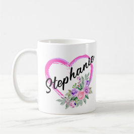 Taza De Café Corazón floral personalizado