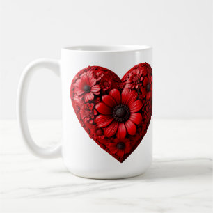 Taza De Café Corazón Floral Rojo Hecho De Flores