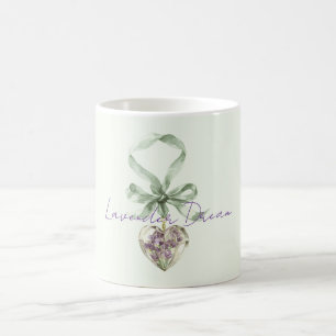Taza De Café Corazón floral verde pistacho lavanda púrpura