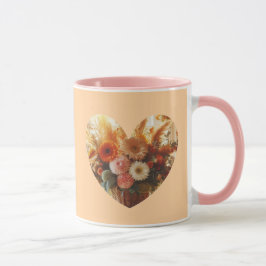 Taza de café Corazón Florido (Flores Suaves)