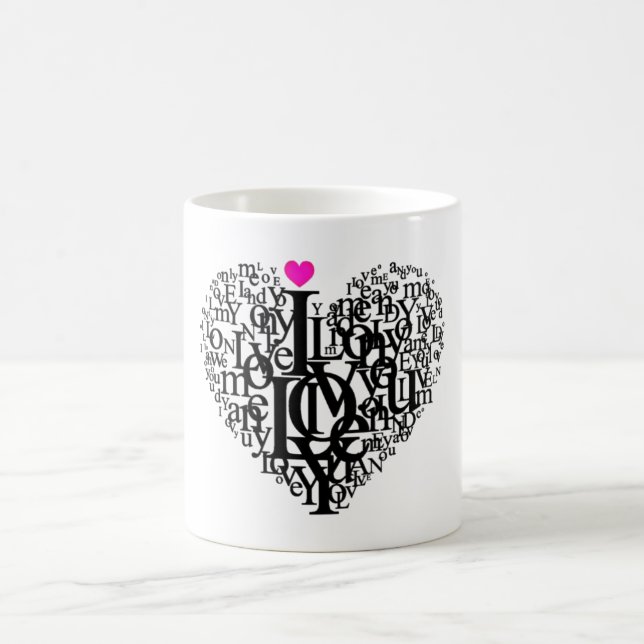 Taza De Café Corazón forma Amor Texto (Centro)