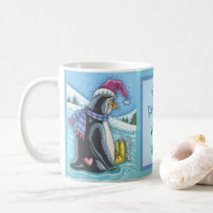 TAZA DE CAFÉ CORAZÓN FRÍO Y CÁLIDO EN EL FONDO, MUG DE NAVIDADE