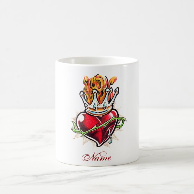 Taza De Café Corazón Guay con tazón de tatuaje de la Corona (Centro)