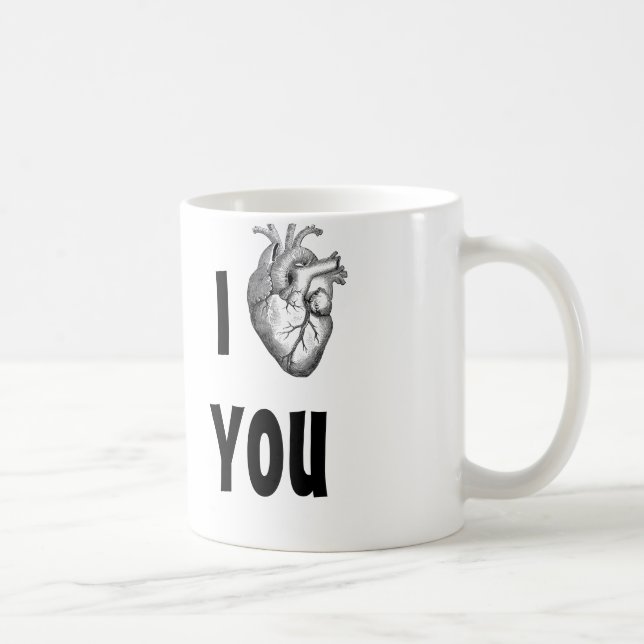 Taza De Café Corazón I que usted asalta (corazón anatómico) (Derecha)