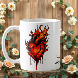 Taza De Café Corazón inflamante.