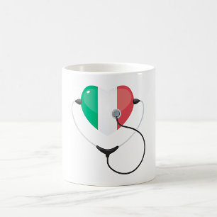Taza De Café Corazón italiano con Stethoscope Healthcare