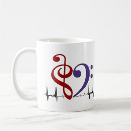 Taza De Café Corazón limpio de trasero EKG Olas Crimson Rojo y 