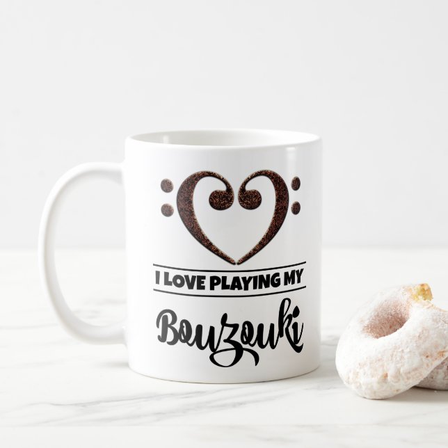 Taza De Café Corazón limpio y asqueroso que juego mi Bouzouki (Con donut)