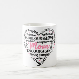 Taza De Café Corazón/Mamá del Día de la Madre inspiradora