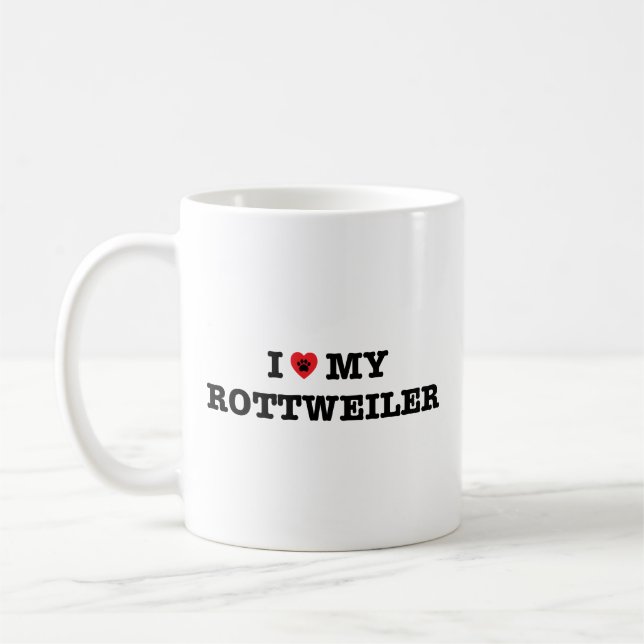 Taza De Café Corazón mi café rottweiler Mug (Izquierda)
