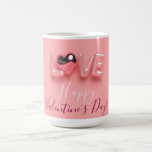 TAZA DE CAFÉ  CORAZÓN MODERNO ROSA DÍA DE SAN VALENTÍN   (Centro)