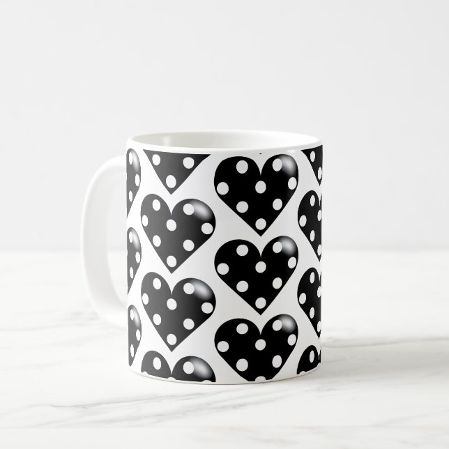 Taza De Café Corazón negro con puntos de polka (Anverso izquierdo)