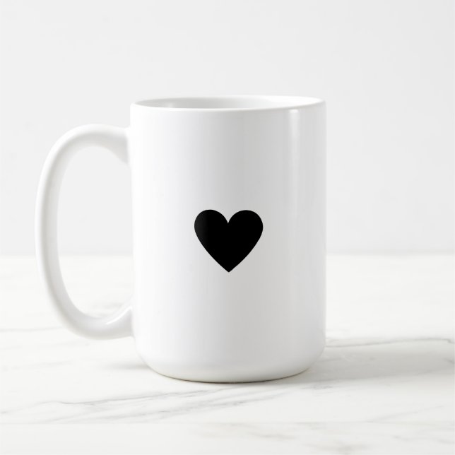 Taza De Café Corazón Negro Simple Personalizado (Izquierda)
