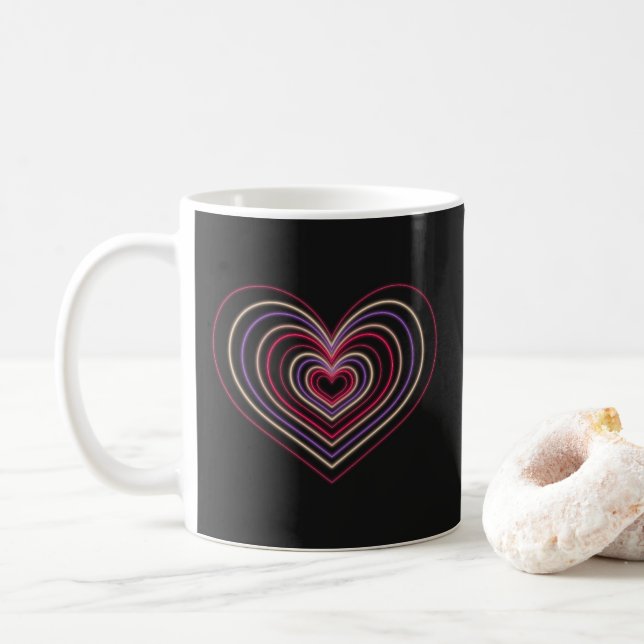 Taza de café Corazón Neon Rojo (Con donut)