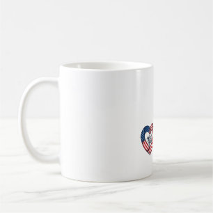 Taza De Café Corazón Patriótico Agradecido Diseño Vectorial Vin