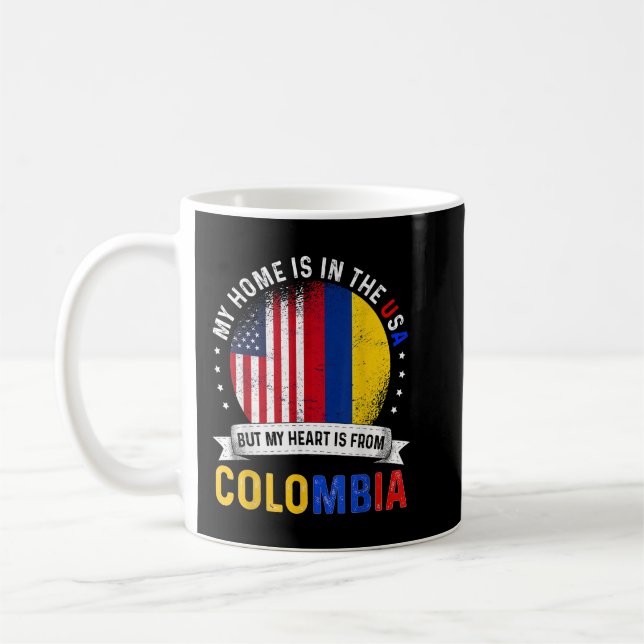 Taza De Café Corazón patriótico colombiano-estadounidense es de (Izquierda)