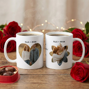 Taza De Café Corazón personalizado del día de San Valentín y fo