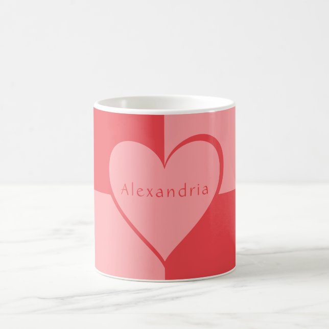 Taza De Café Corazón personalizado rosa y rojo (Centro)