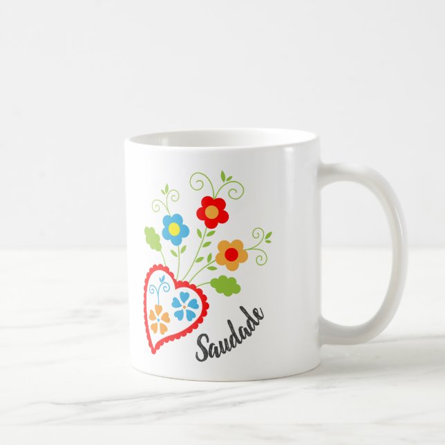 Taza De Café Corazón popular portugués con palabra en salsa (Derecha)