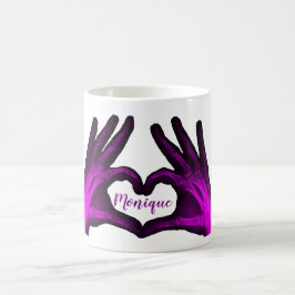 Taza De Café Corazón púrpura de la radiografía de la mano