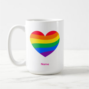 Taza De Café Corazón Retro Arcoíris - Arte Abstracto Colorido y