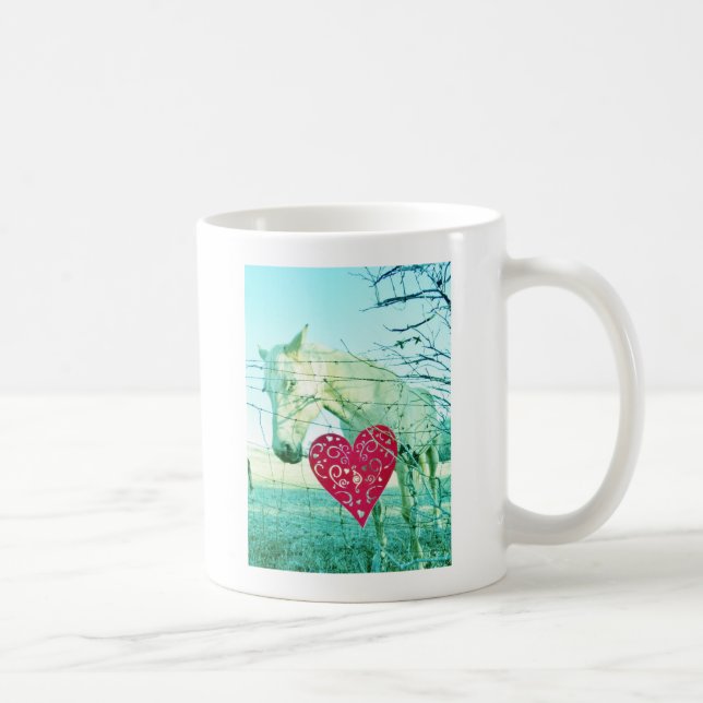 Taza De Café Corazón Rojo de Caballo Blanco Valentine (Derecha)