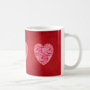 Taza De Café Corazón rojo del terciopelo de rosas