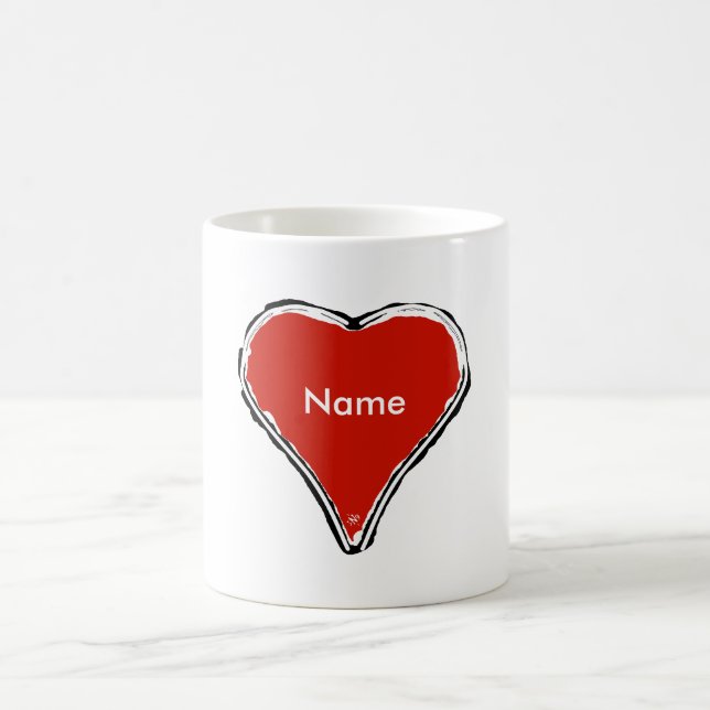 Taza De Café Corazón rojo esperando un nombre (Centro)